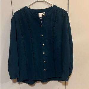 Zac & Rachel Teal Blouse with Gold Buttons